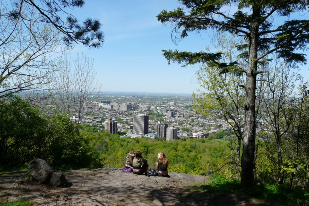 Gens au sommet du mont Royal.