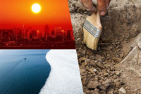 Photo soleil, glacier et pinceau sur terre.