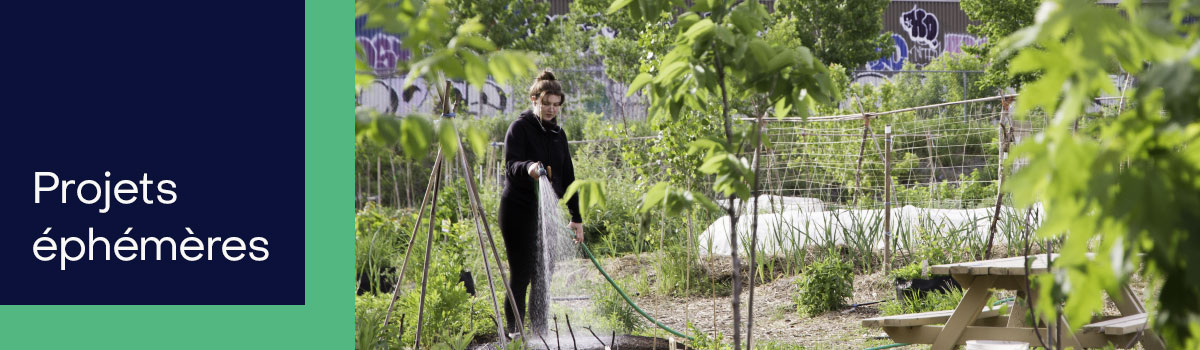 Femme travaillant dans un jardin du Campus MIL.